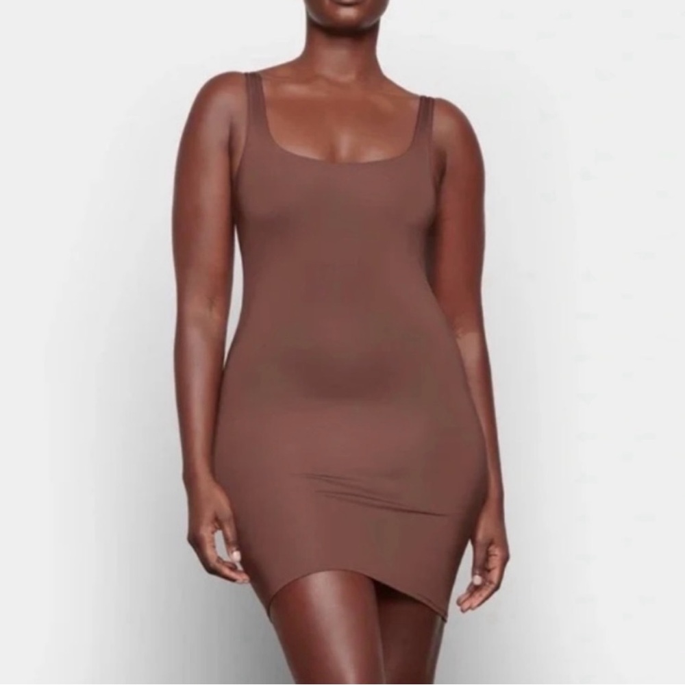 SKIMS Tank Swim Dress in Cocoa NWT